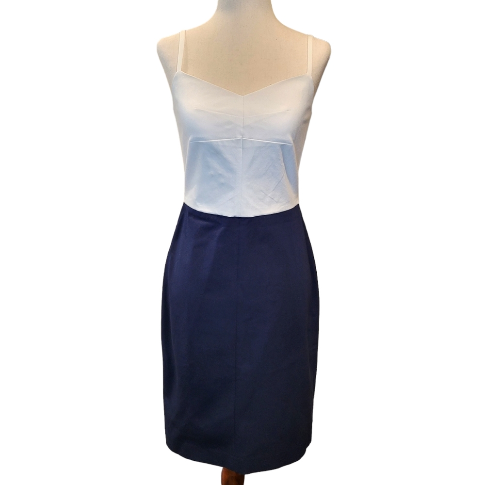 Banana Republic White and Navy Midi Dress